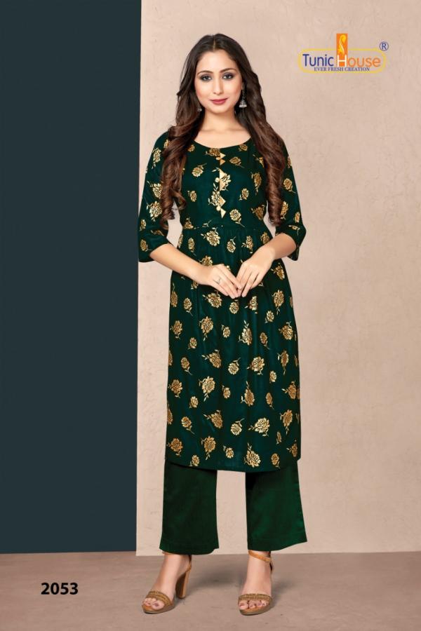 Tunic House Pinch Designer Foil Print Kurti 